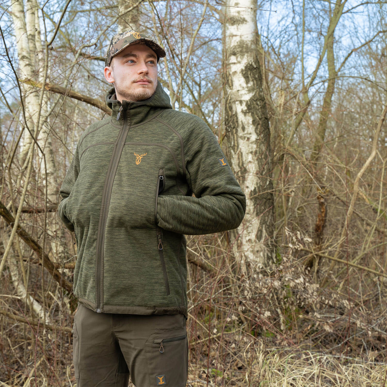  Pirscher Gear Hoodie Fleece- omkeerbare jas (Optimax 2S/Groen)