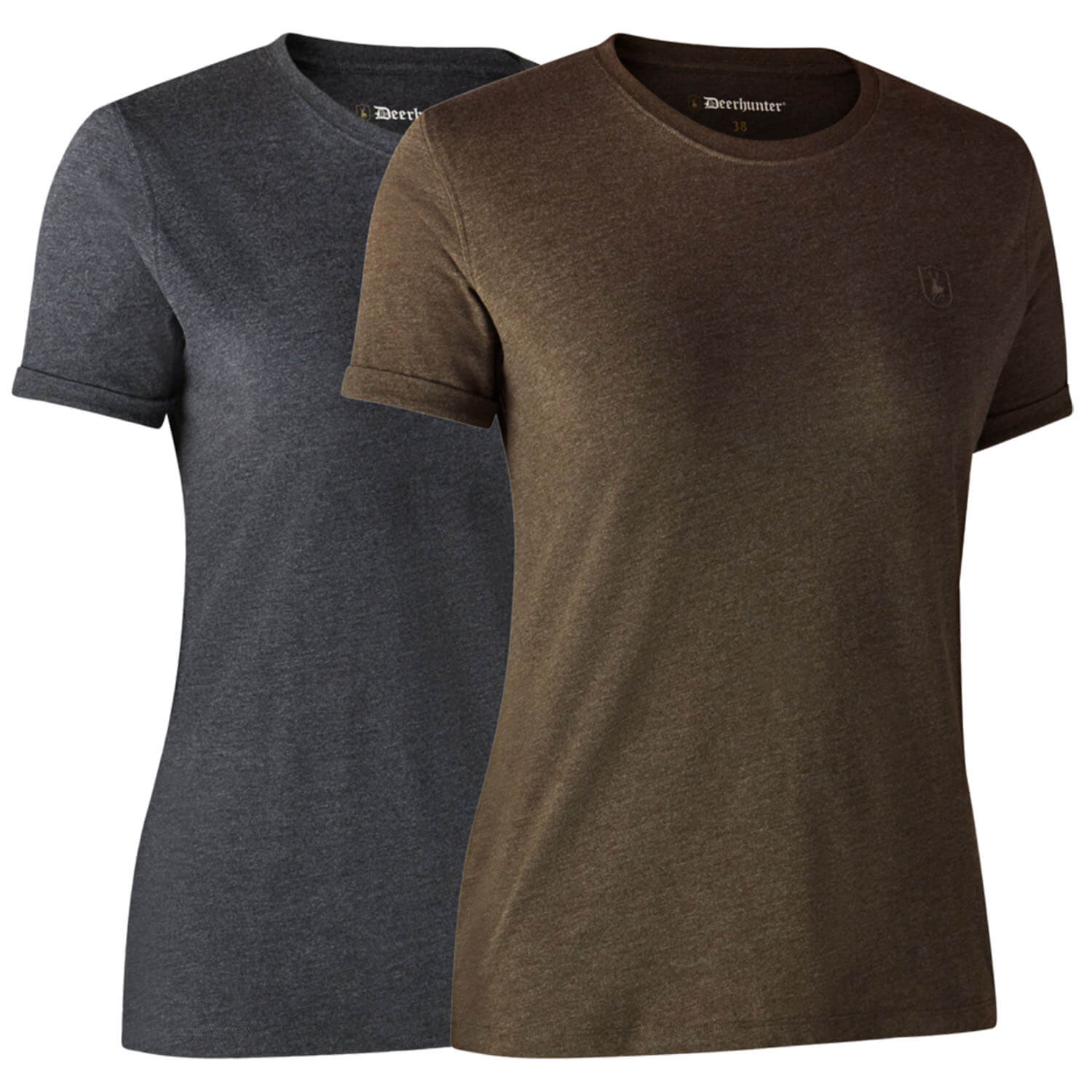  Deerhunter Dames-T-shirt basic 2-pack (bruin/grijs) - Blouses & shirts