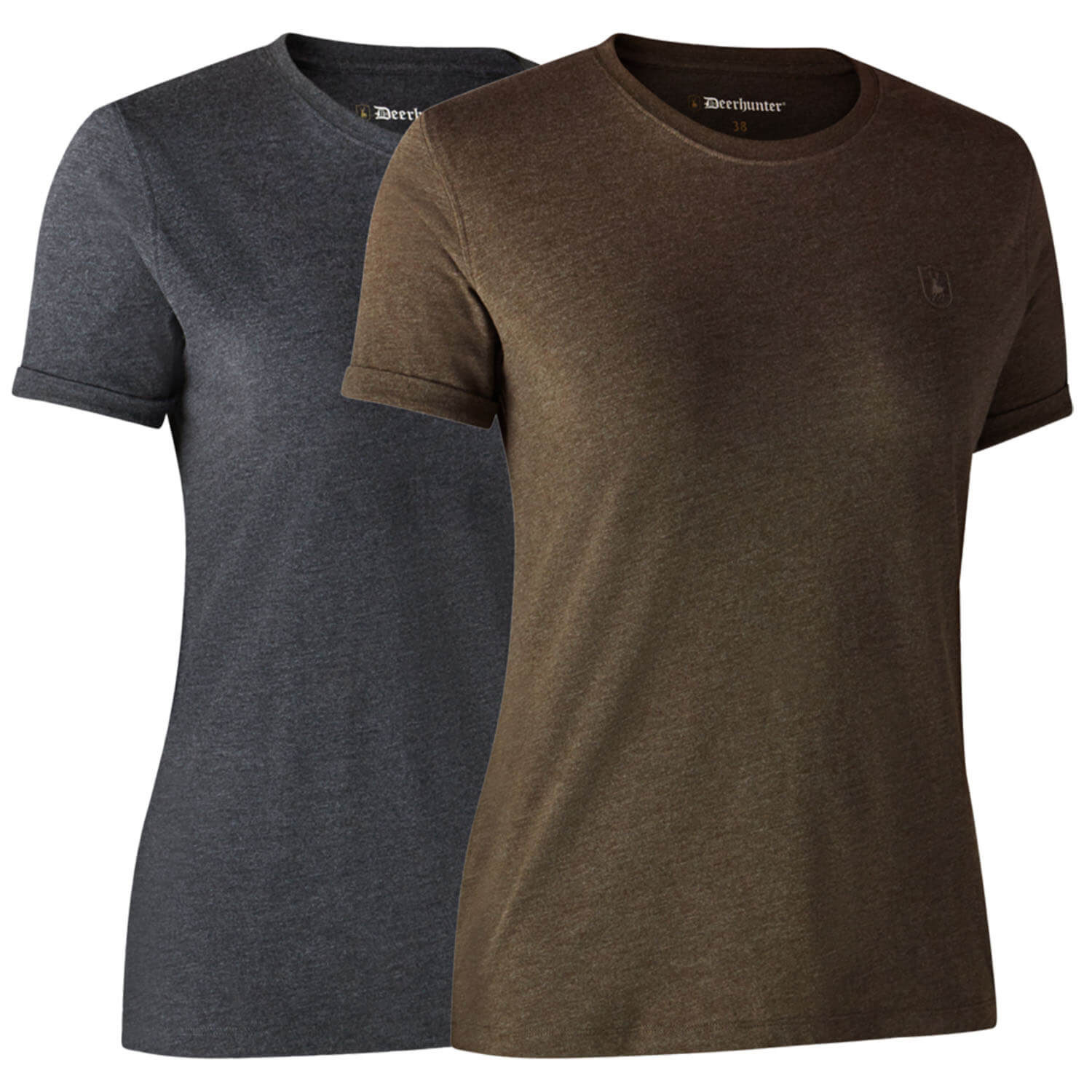  Deerhunter Dames-T-shirt basic 2-pack (bruin/grijs)