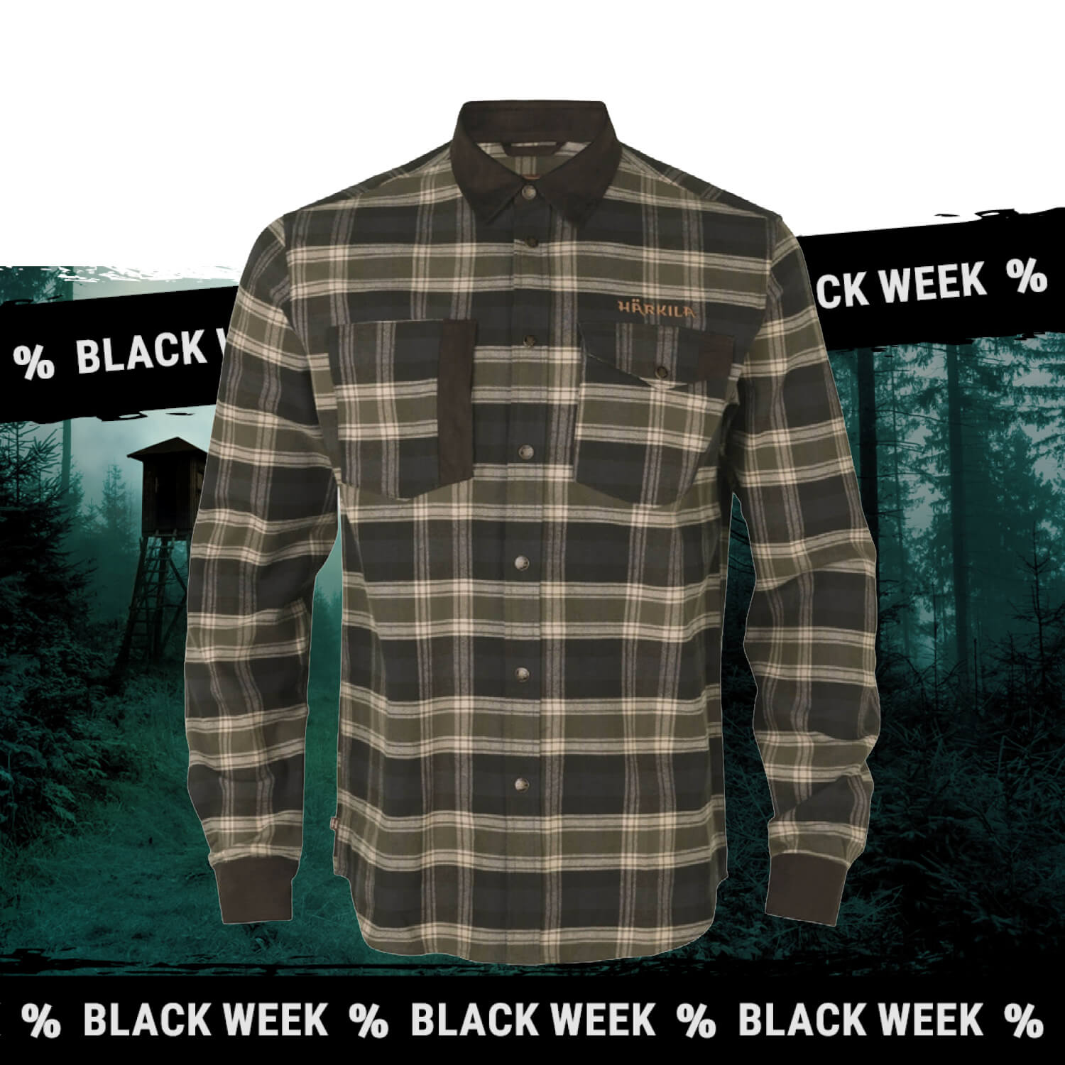  Härkila Jachthemd Aivak (Olijf) - Overhemden