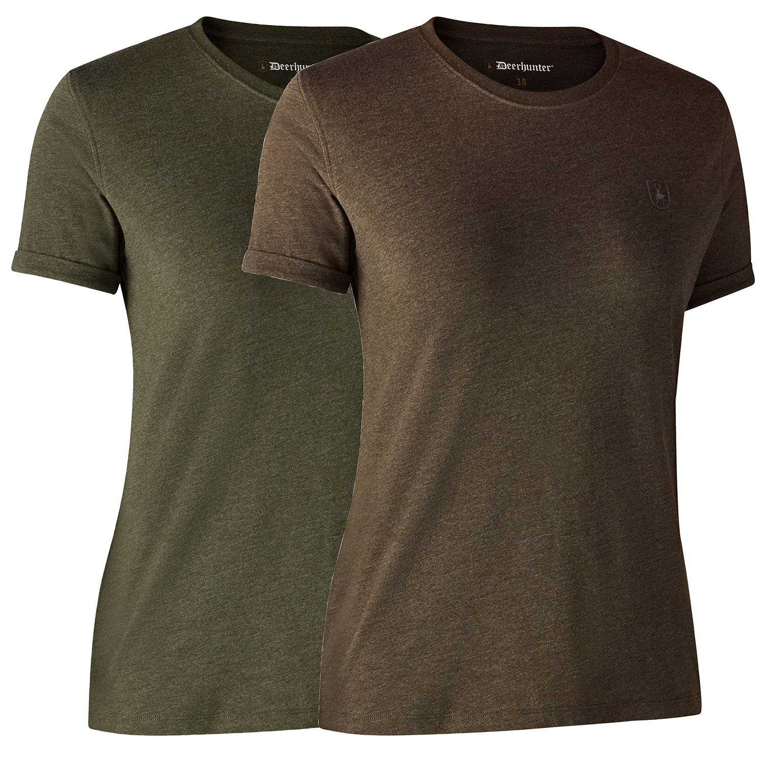 Deerhunter Damen T-Shirt Basic 2er-Pack (Grün/Braun) - Sale