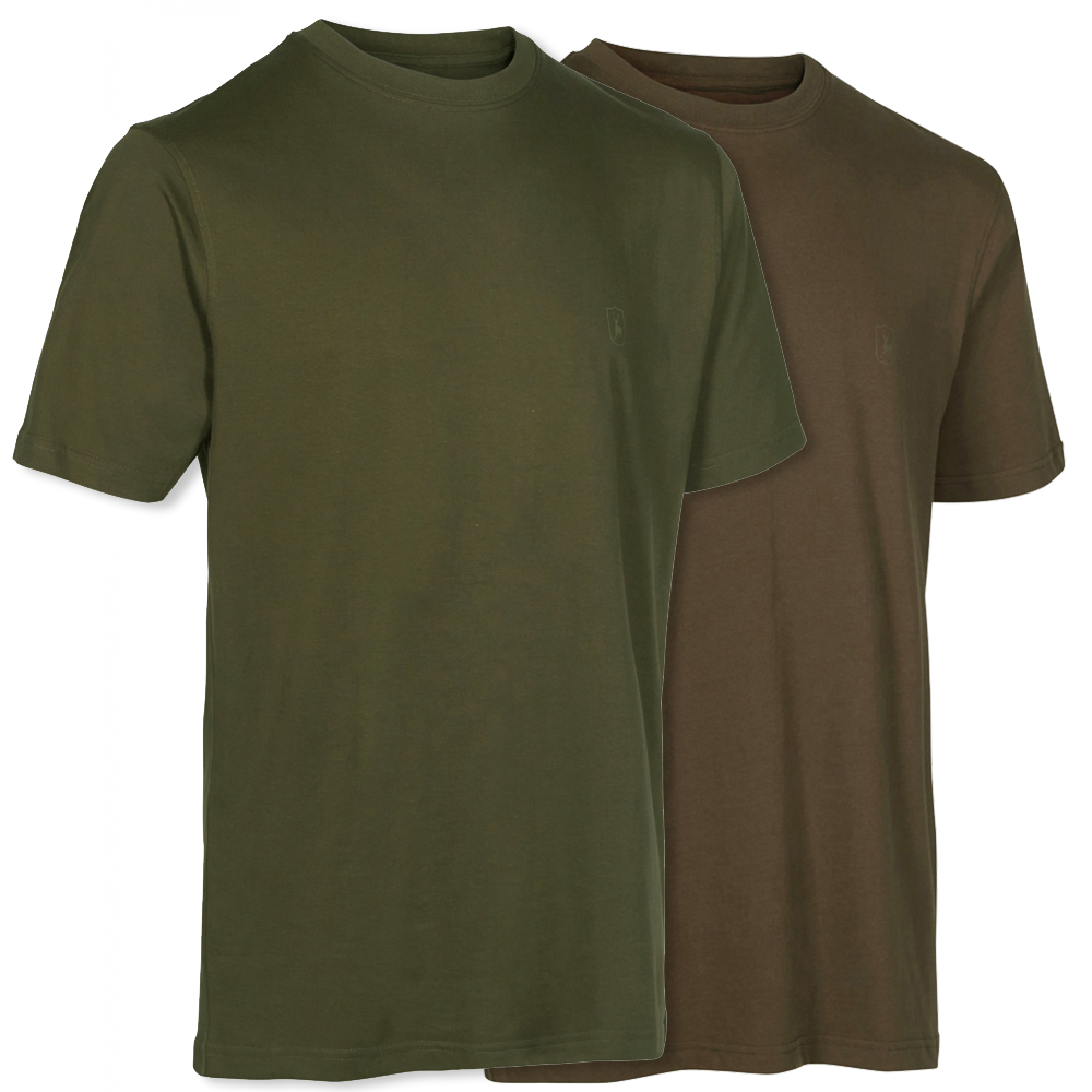  Deerhunter T-shirt (set van 2) groen/bruin - Jachtshirts
