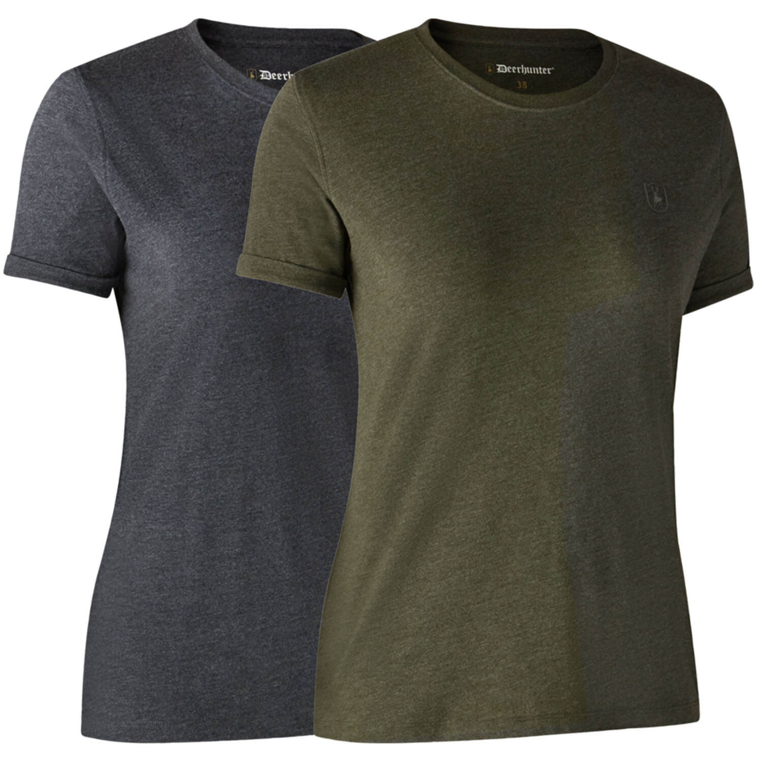  Deerhunter Dames T-shirt basic 2-pack (groen/grijs) - Blouses & shirts