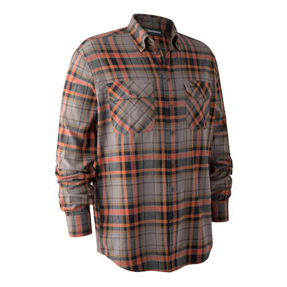  Deerhunter Marvin flanellen overhemd (oranje ruit) - Overhemden & shirts