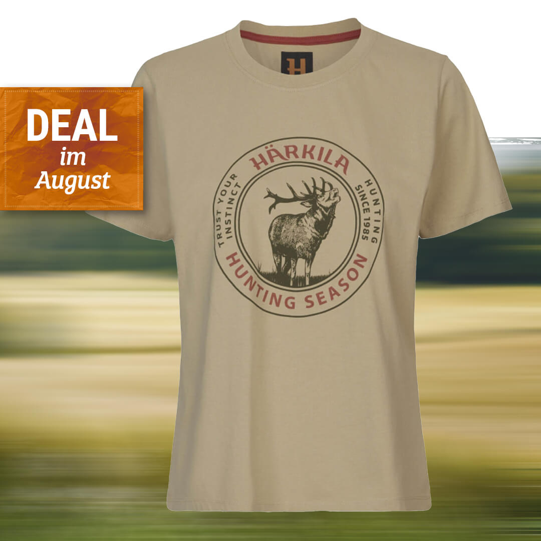  Härkila Dames T-shirt Stag Badge (Zand) - Actie
