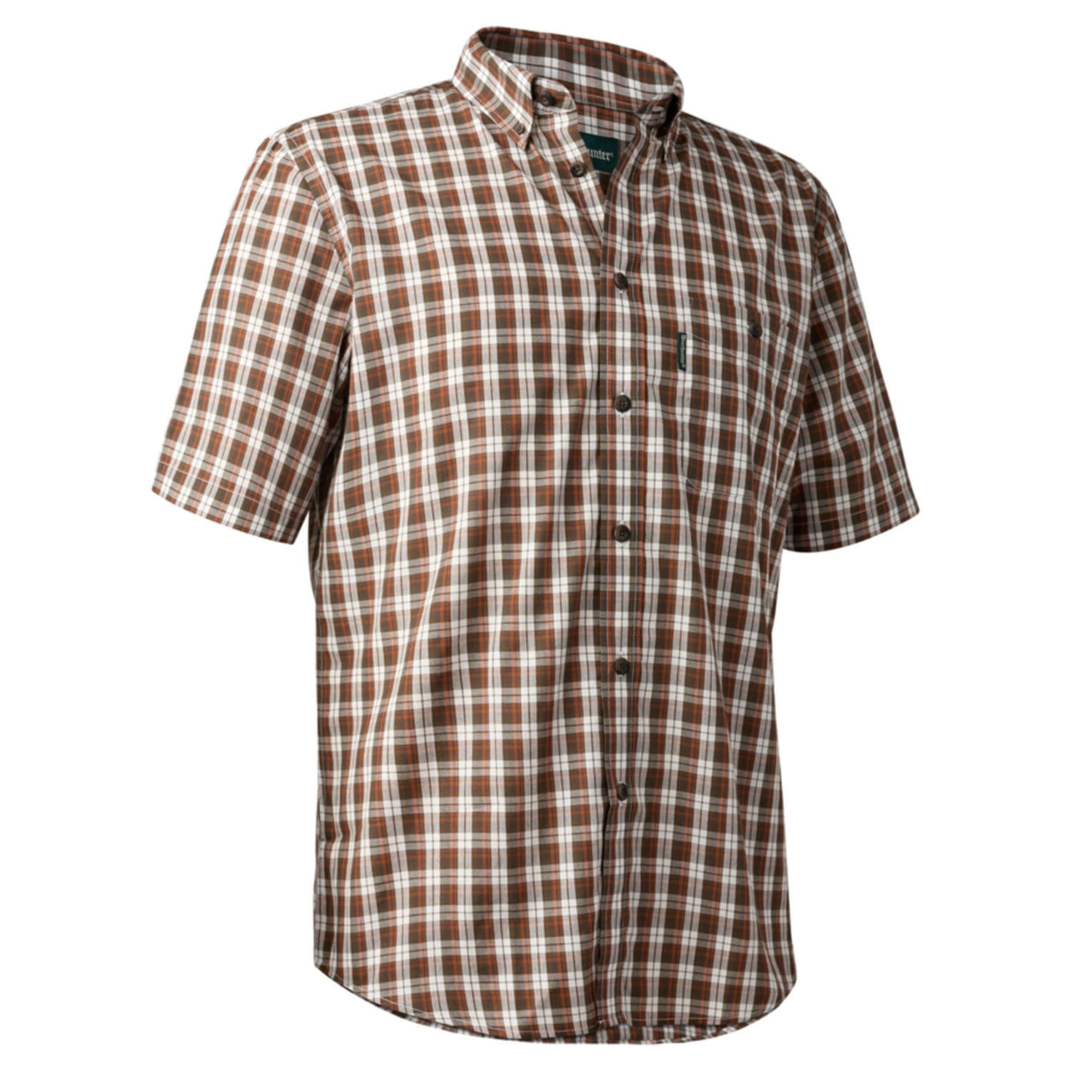  Deerhunter Jachthemd Jeff korte mouw (Bruin geruit) - Overhemden