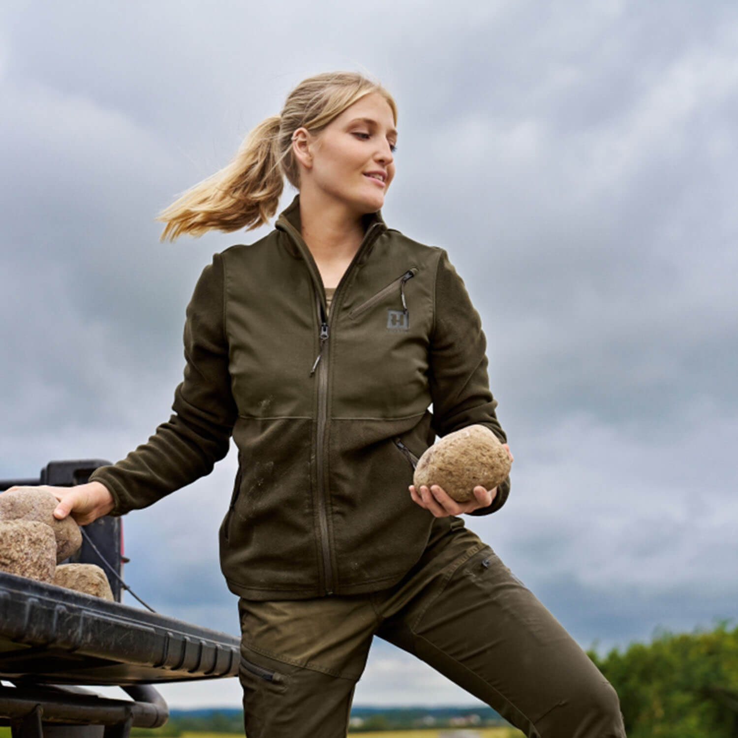  Härkila Fleecejack Fjell voor dames (Jachtgroen/Wilgengroen)